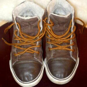 Gymboree school brown faux leather boys youth size 12 fall winter boots shoes